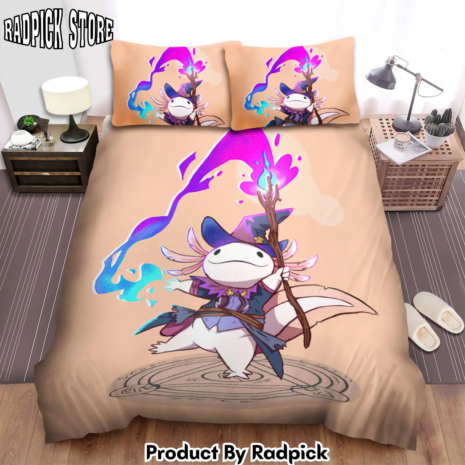 Radpick the axolotl witch waving the staff duvet cover bedroom sets comfortable bedding sets rp3271406